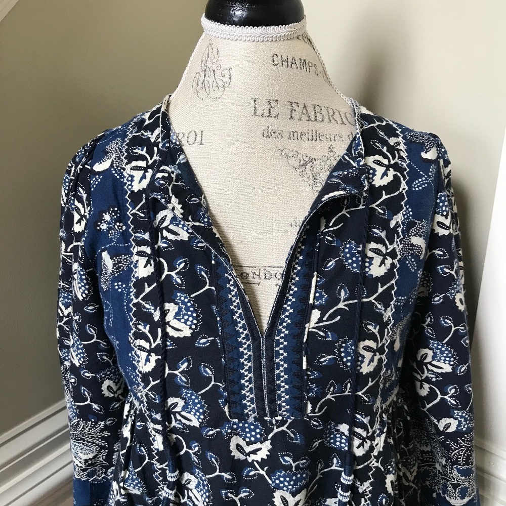 ULLA JOHNSON Batik Blue Popover Tassels 6 - Picture 3 of 11